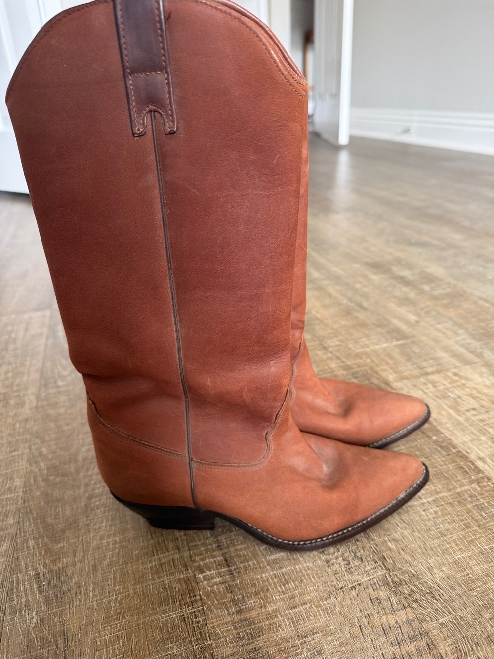 Zodiac Tan Brown Leather Western Heeled Boots